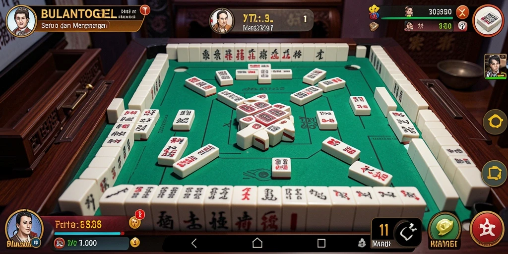 Tampilan gameplay BULANTOGEL dengan ubin Mahjong yang berwarna-warni.