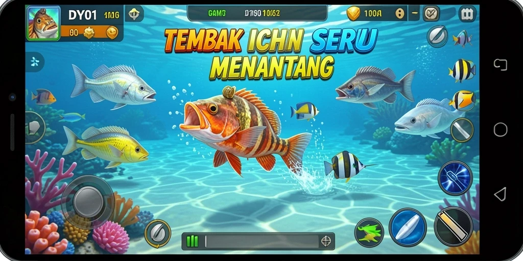 Tampilan gameplay seru dari DY01 saat menangkap ikan.