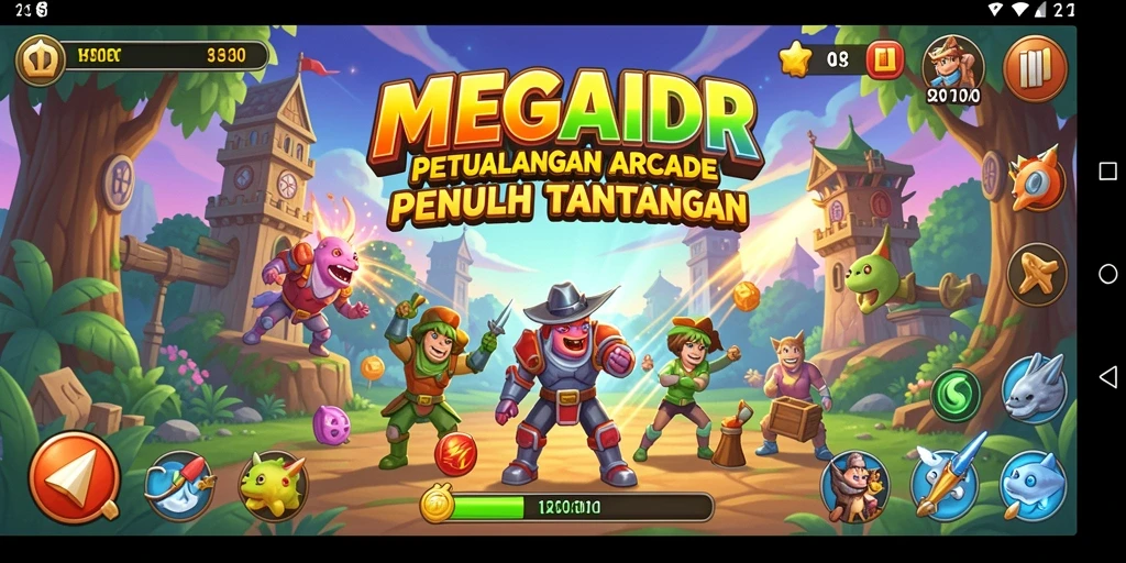 Screenshot gameplay MEGAIDR menunjukkan aksi seru dalam petualangan arcade.