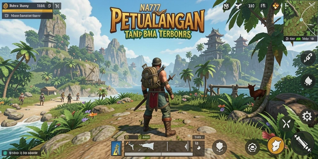 Screenshot gameplay NA777 yang menunjukkan eksplorasi dunia terbuka.