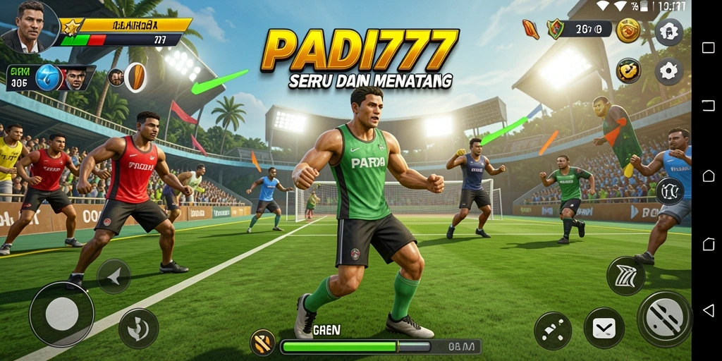 Screenshot gameplay PADI777 yang menampilkan aksi seru dalam pertandingan olahraga.