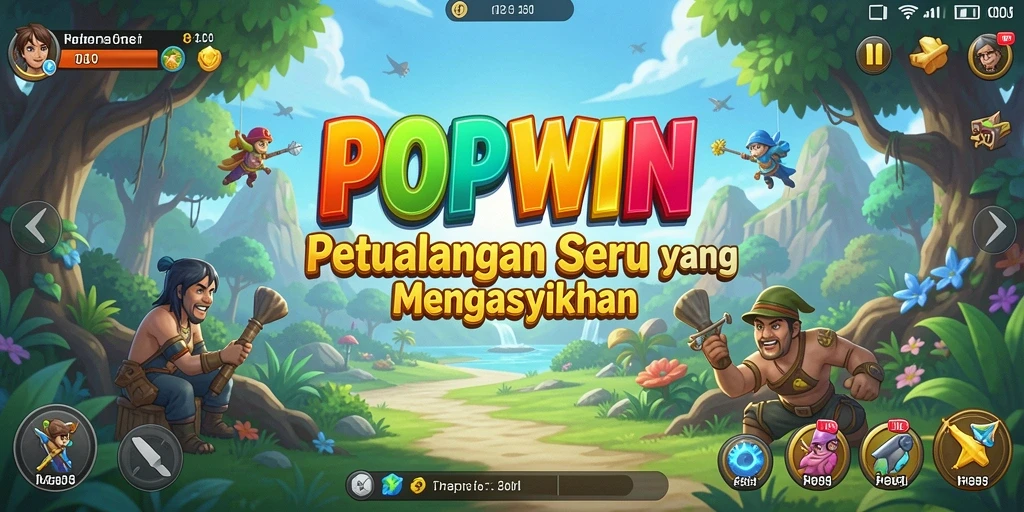 Tampilan menarik dari gameplay petualangan POPWIN yang penuh warna.